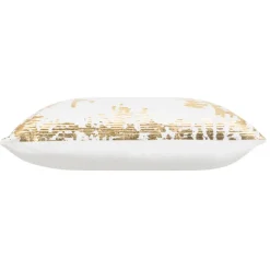 Inspire Me! Cloud9d Asra – Oblong White Velvet Pillow W/ Quilting And Shiny Gold Foil Print – 20″ X 14″ Online