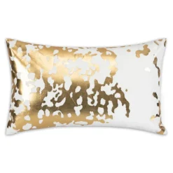 Inspire Me! Cloud9d PILLOWS, RUGS, & THROWS Asra – White Velvet Pillow W/ Shiny Gold Foil Print – 20″ X 20″ New