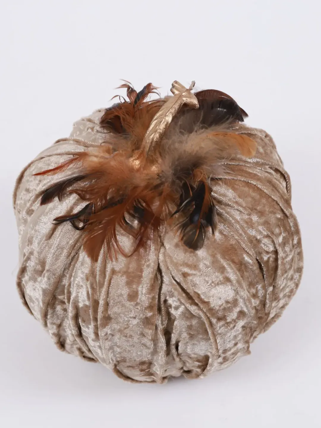 Inspire Me! Home Decor Beige Velvet Feather Pumpkins (3 Sizes) SEASONAL Discount