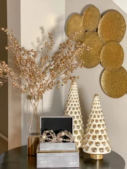 Inspire Me! Home Decor Ceramic Gold And White Pine Tree (2 Sizes) Outlet
