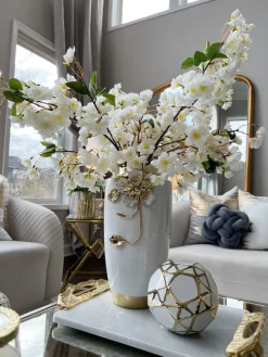 Inspire Me! Home Decor Ceramic White And Gold Orb Clearance