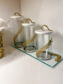Inspire Me! Home Decor Gold And White Ceramic Square Cake Stand Fashion