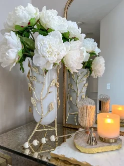 Inspire Me! Home Decor Gold And White Twisted Vase (2 Sizes) Hot