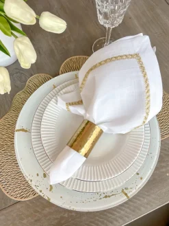 Inspire Me! Home Decor Gold Bordered Glass Cake Stand New