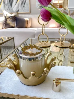 Inspire Me! Home Decor Gold Crown Candle Holder Sale