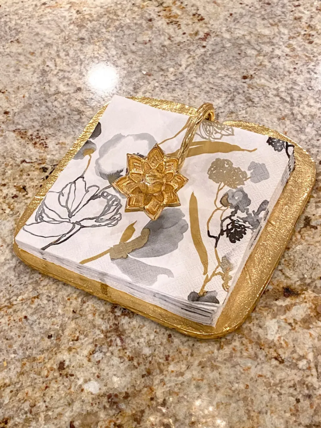 Inspire Me! Home Decor Gold Edged Marble Tray Clearance