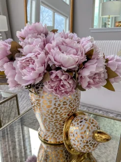 Inspire Me! Home Decor Gold Leaf Pattern Ginger Jar (2 Sizes) New