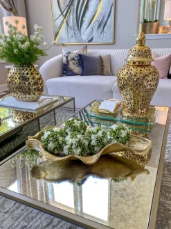Inspire Me! Home Decor Gold Metal Tree Trunk Vase With Silver Bird Sale