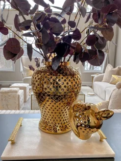 Inspire Me! Home Decor Gold Oblong Leaf Tray Outlet