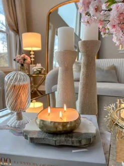 Inspire Me! Home Decor Gold/Silver Floral Candle Holder Hot