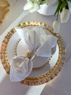 Inspire Me! Home Decor Gold Textured Ruffle Round Tray/Charger Hot