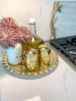 Inspire Me! Home Decor Gold Textured Ruffle Round Tray/Charger Hot
