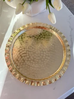 Inspire Me! Home Decor Gold Textured Ruffle Round Tray/Charger Hot