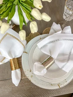 Inspire Me! Home Decor Gold White Marble Napkin Holder/Tray With Ruffled Border Discount