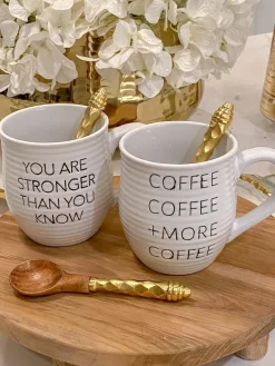 Inspire Me! Home Decor Gold & White Ceramic Mug With Lid Clearance