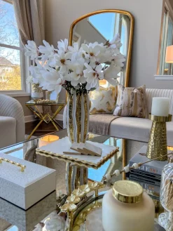 Inspire Me! Home Decor Gold & White Marble Print Ginger Jar “From Pops Of Color Home Collection” (2 Sizes) Online