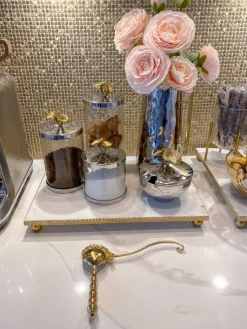 Inspire Me! Home Decor Hammered Glass Canister With White Jeweled Flower Details (3 Sizes) Gold Sale