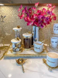 Inspire Me! Home Decor “Homebody” Gold & White Tile Mug Fashion