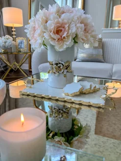 Inspire Me! Home Decor Large Rectangular Glass Tray With Cherry Blossom Details Discount