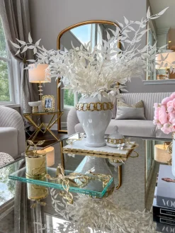 Inspire Me! Home Decor Large Rectangular Glass Tray With White Jeweled Flower Details Outlet