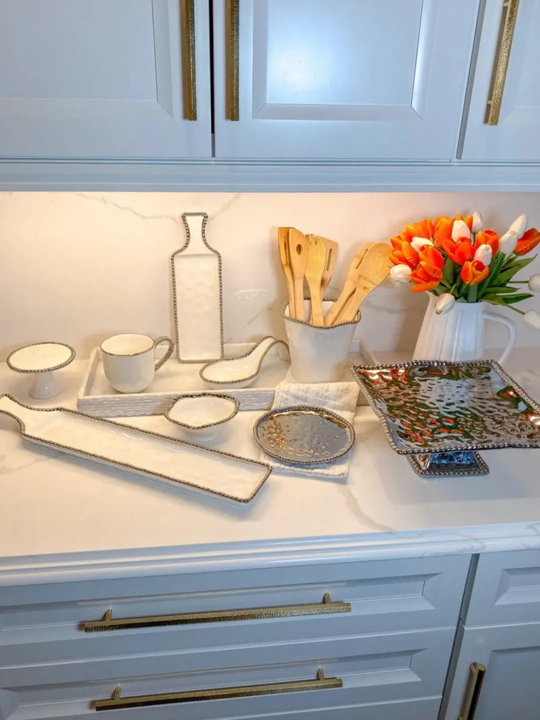 Inspire Me! Home Decor Long Gold Edge Tray Clearance