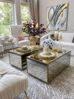 Inspire Me! Home Decor Round Marble Bowl W/ Gold Metal Base Clearance