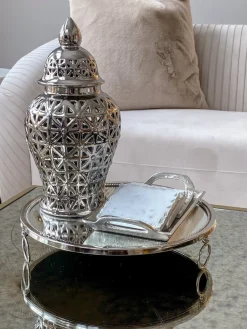 Inspire Me! Home Decor Silver And White Twisted Vase (2 Sizes) Outlet