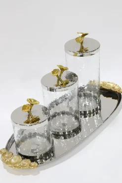Inspire Me! Home Decor Silver Mirrored Leaf Tray Fashion