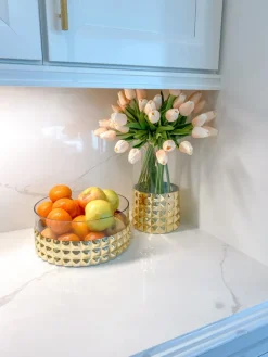 Inspire Me! Home Decor Tall Glass Vase W/ Ornate Silver Metal Rims Outlet
