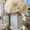 Inspire Me! Home Decor White And Gold Textured Ceramic Vase Clearance