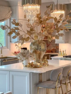 Inspire Me! Home Decor White Ceramic Bowl With Gold Leaf Details (2 Sizes) Sale