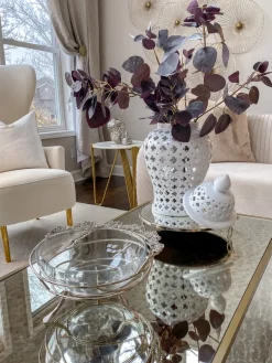 Inspire Me! Home Decor White Ceramic Jar With Elegant Gold Details (2 Sizes) Online
