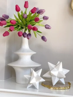 Inspire Me! Home Decor White Ceramic Round Pot With Petal Design (2 Sizes) Clearance