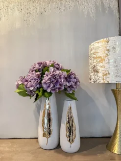 Inspire Me! Home Decor White Ceramic Vase With Gold & White Petal Design Sale