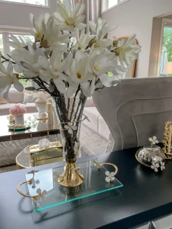 Inspire Me! Home Decor White Glass Bowl With Gold Leaf Stand Outlet