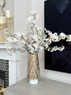 Inspire Me! Home Decor White Marble Tray With Gold Leaf Handles Discount