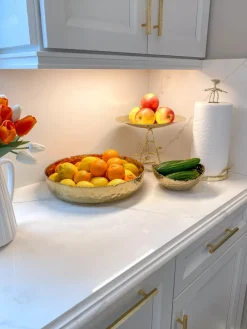 Inspire Me! Home Decor White Porcelain Bowl With White Jeweled Flower Details Hot