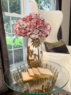 Inspire Me! Home Decor White Porcelain Vase With Gold Petal Design Clearance