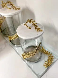 Inspire Me! Home Decor White & Silver Beaded Vanity Collection (3 Items) Each Sold Indiviually New