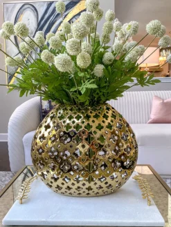 Inspire Me! Home Decor Wide Cut-Out Gold Vase Fashion